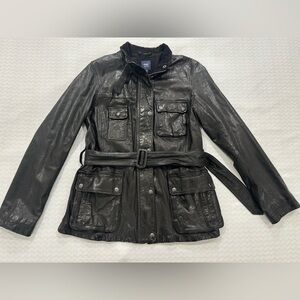 GAP Black Military Style Leather Jacket